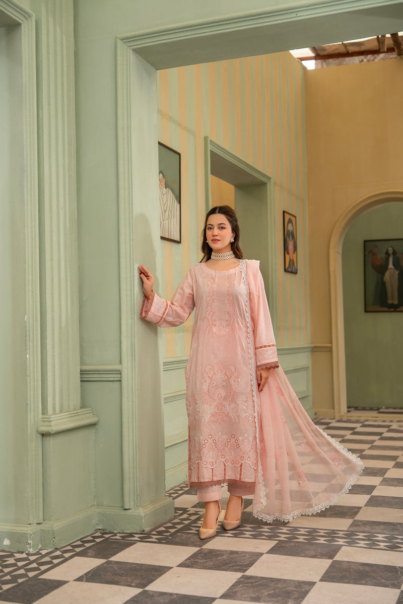 EMBROLACE - 3 PC UNSTITCHED