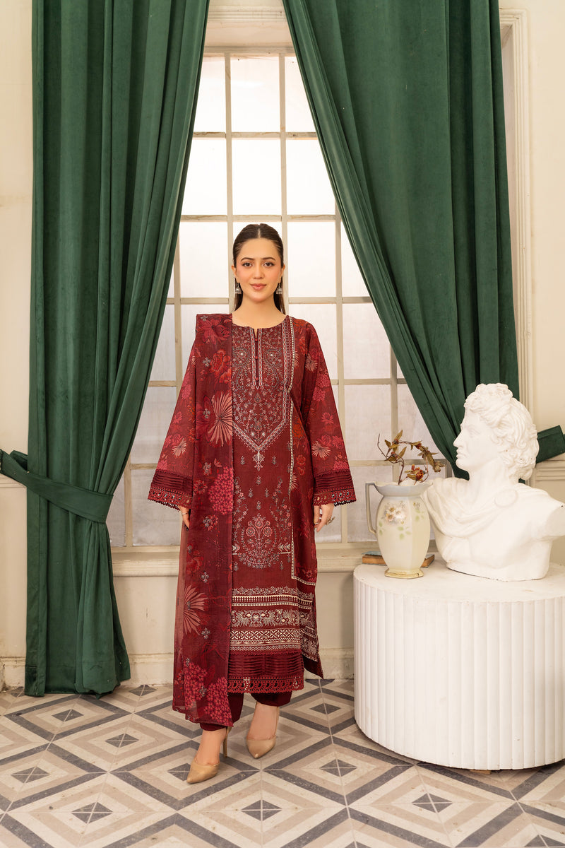 ZIVAAN - 3 PC UNSTITCHED